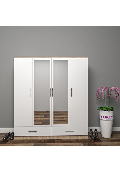 Nuray 4 Kapılı Gardrop Mdf Beyaz Nuray 4 Kapılı Gardrop Mdf Beyaz