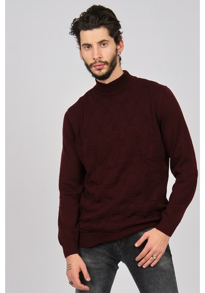 Dio Rise Erkek Desenli Yarım Balıkçı Kazak 650189280 Bordo Bordo