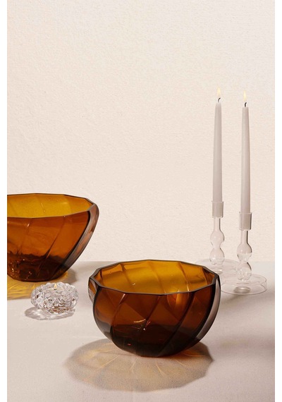 Pasabahce Burgulu Kase Amber 21 Cm Vazo Kahve