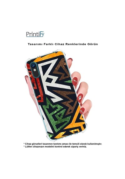 Samsung Galaxy Uyumlu M33 Köşe Korumalı Antişok Kapak Soyut Grafiti Tasarımlı Şeffaf Kılıf