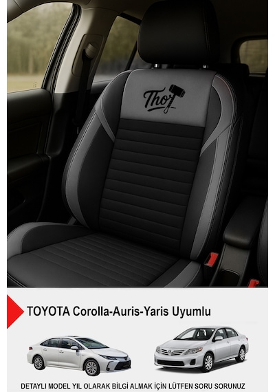 Thor Tay Tüyü Oto Koltuk Kılıfı Toyota Corollo-auris-yaris Uyumlu Gri