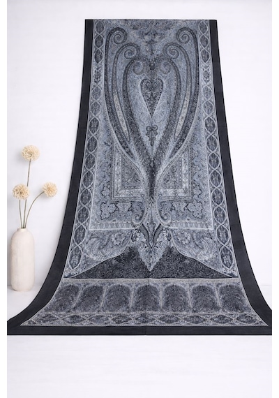 Shawl Secret Glamour Pamuklu Etnik S Al 2 - 52864 Siyah Gri Siyah