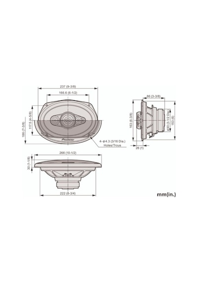 Pioneer Ts-a6991f 700w 120rms 5yollu 6x9 16x24cm Oval Hoparlör Takımı