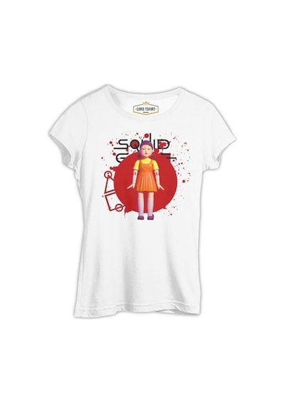 Squid Game - Robot Bebek Beyaz Kadın Tshirt