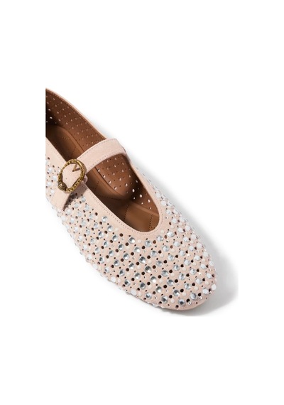 Kurt Geiger Mayfair Süet Kristal Taşlı Lüks Tasarım Kadın Babet Pembe 40