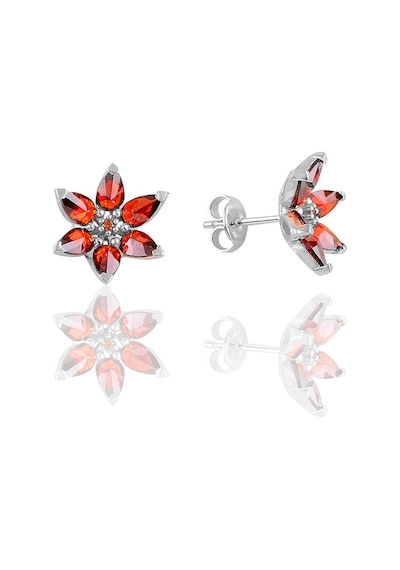 Gümüş Beyaz Taşlı Nilüfer Lotus Çiçeği Küpe Beyaz