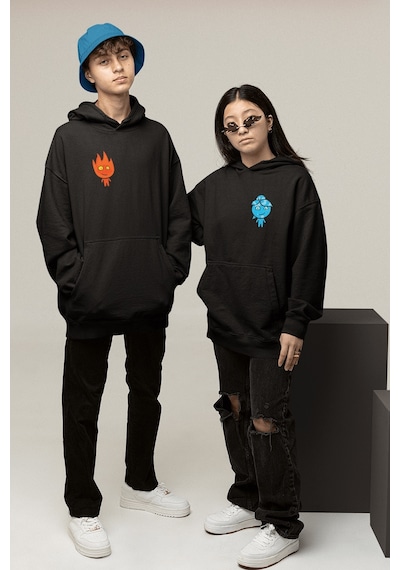 Ateş Ve Su Sevgili/çift/arkadaşlık 2'li Kapşonlu Sweatshirt Seti 001