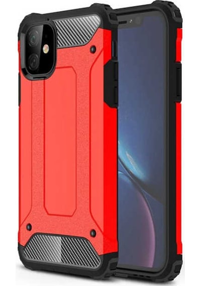 Noktaks - Apple Uyumlu iPhone   11 - Kılıf   Çift Katman Zırh Tank Crash Military Kapak - Kırmızı