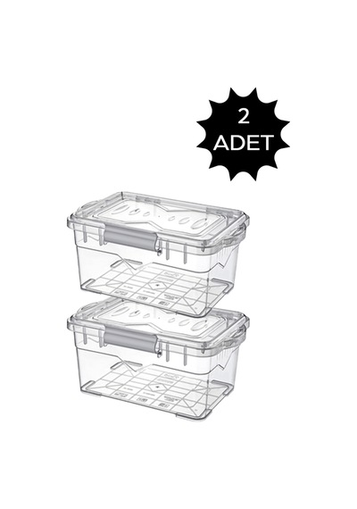 Kilitli Saklama Kabı 2 Boy Adet Larder Saklama Kabı Set 750ml+750ml Plastik Çok Renkli Diğer