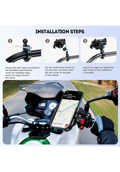 Kewig Kwg-m8sp-s-c Alüminyum Alaşım Motosiklet Telefon Tutucu Gidon Bağlantılı, Titreşim Korumalı Ve Güvenlik Kilitli 5.4-7.2 İnç Uyumlu