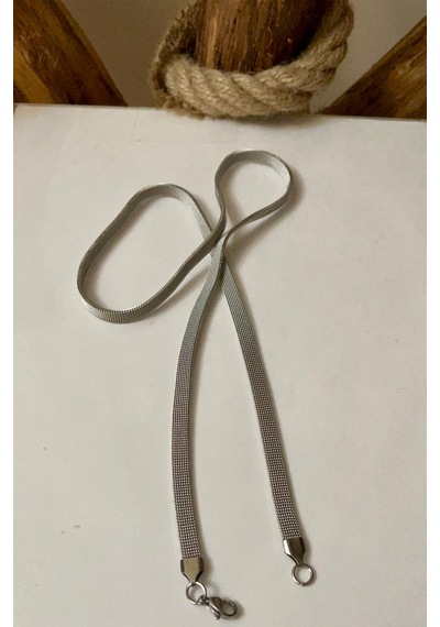 İtalyan Model Hasır Kordon Çelik Silver Unisex Kolye 65 Cm