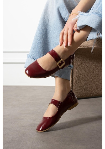 Shoetek Hanna Kadın Babet Bantlı Tokalı Bordo Deri Bordo Cilt Bordo Shoetek Hanna Kadın Babet Bantlı Tokalı Bordo Deri Bordo Cilt Bordo