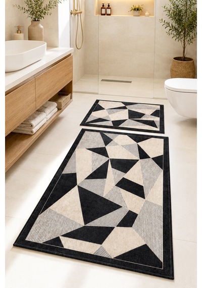 Lotto 60x100 50x60 Kaydırmaz Tabanlı 2'li Banyo Paspas Seti Takımı 2li
