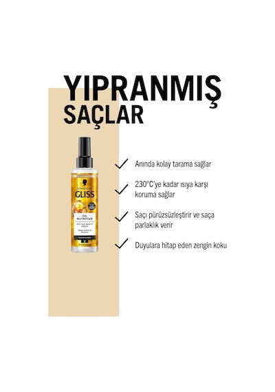 Gliss Oil Nutritive Sıvı Saç Bakım Kremi Kolay Tarama & Besleme 200 ML