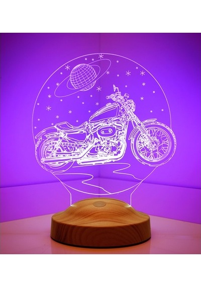 Chopper Motorsiklet Motor Hayranlarına Hediye 3D Led Lamba
