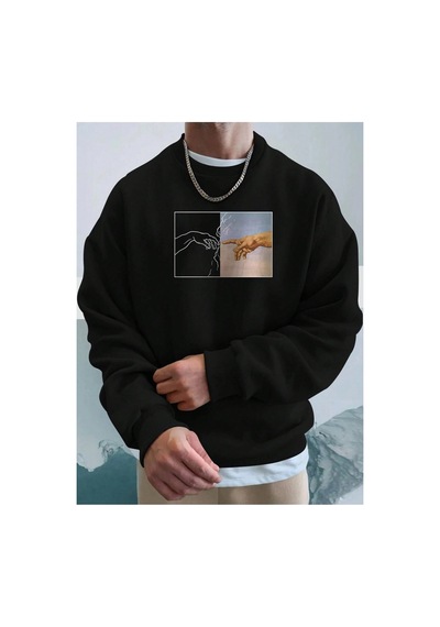 Tarzsokak Manfinity Homme Hand Print Sweatshirt Siyah