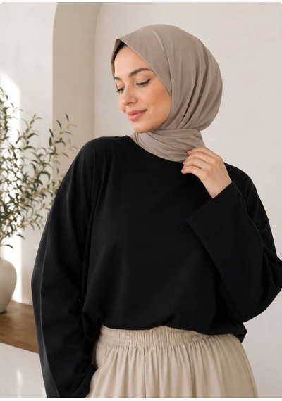 Öners Kadın Tesettür Body Siyah Siyah