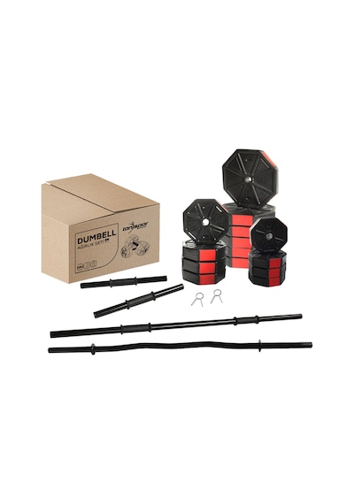 Tanspor 90 KG Halter Full Kısa + Uzun Düz (150 cm) + Z Bar (120 cm)  Set-KIRMIZI