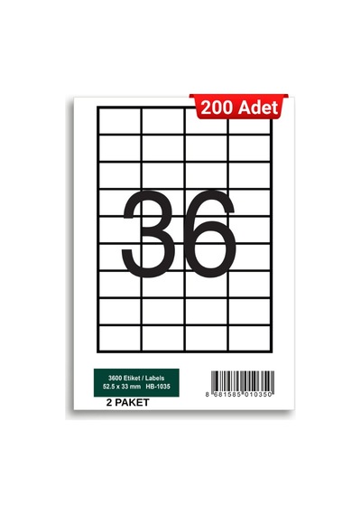 Herboy Hb-1035 52.5 X 33 Mm A4 Laser Etiket 200 Adet