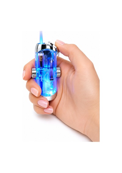 Şeffaf Mekanizmalı Led Işıklı Gaz Dolumlu Çakmak Turbo Alev Premium Tasarım Beyaz