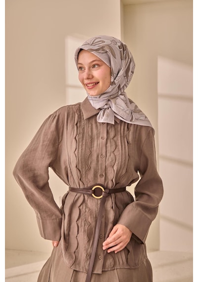 Silk Home Olinda İpek Eşarp 47003-37 Gri, Vizon, Koyu Vizon