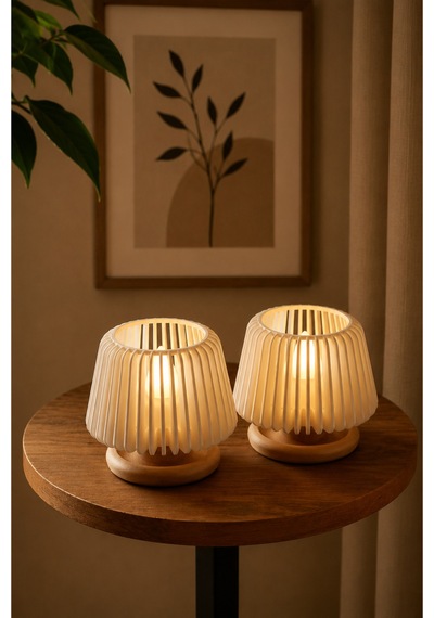 Dekoratif Led Tealight Mumluk Masaüstü Aydınlatma 2 Adet Bej - 881986858