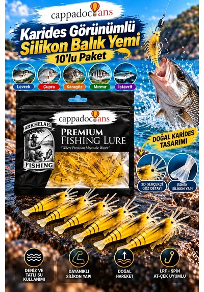 Balık Avı, Avcılık, Balıkçılık Karides Silikon Balık Yemi & Suni Yem Olta - Balık Avı Ve Malzemeler 10 Lu Paket