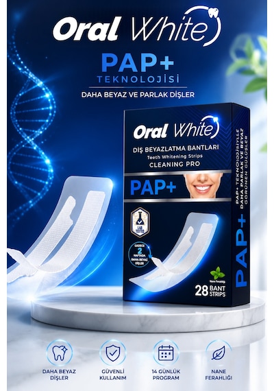 Oral White Cleaning Pro Pap+ Diş Beyazlatma Bantları 28 Bant / 14 Günlük Program
