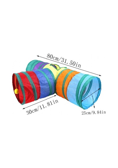 Nunbell 3 Yollu Kedi Tüneli Kedi Oyuncağı 80 Cm X 30 Cm, Çap: 25 Cm