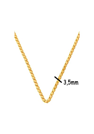 Bilezikci Pullu 14 Ayar Zincir Kolye 3,5mm Enli 65 Cm. Sarı Altın