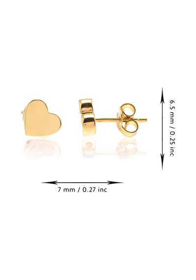 14 Ayar Altın Küpe Vidalı Kalp Küpe 7 Mm Çapında
