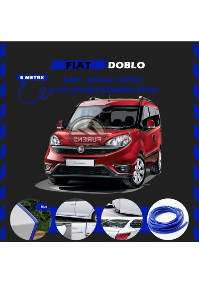 Fiat Doblo Oto Araç Kapı Koruma Fitili 5metre Parlak Mavi Renk