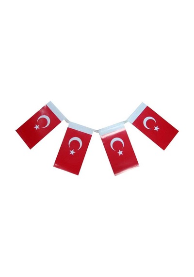 10 Paket 8X12CM İpe Dizili Türk Bayrağı Tören Okul Bayrak Süs