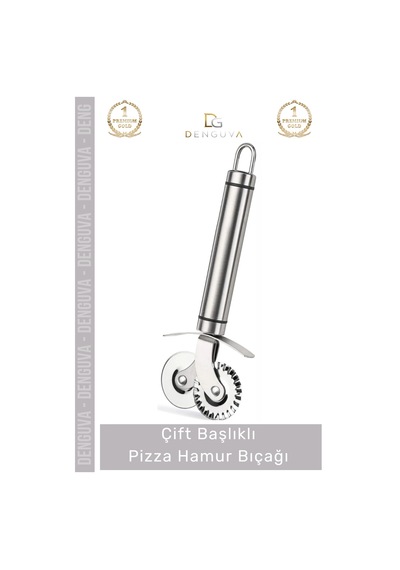 Pizzabıçağı Profesyonel Paslanmaz Çelik Keskin Mutfak Gereci Çift Başlıklı Pizza Hamur Bıçağı - 1 A Çok Renkli