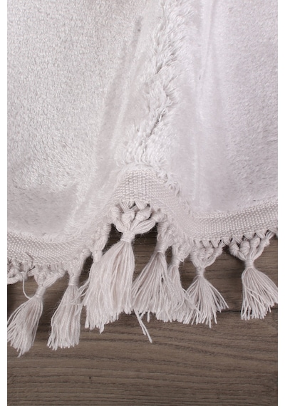 Relax Gri Yuvarlak 100x100 Cm Ponpon Saçaklı Kaymaz Tabanlı Makin Gri
