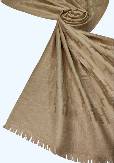 Mim Eşarp Işıl İpek - H Desen Kaşmir İpek Şal 75x190 Cm Gold