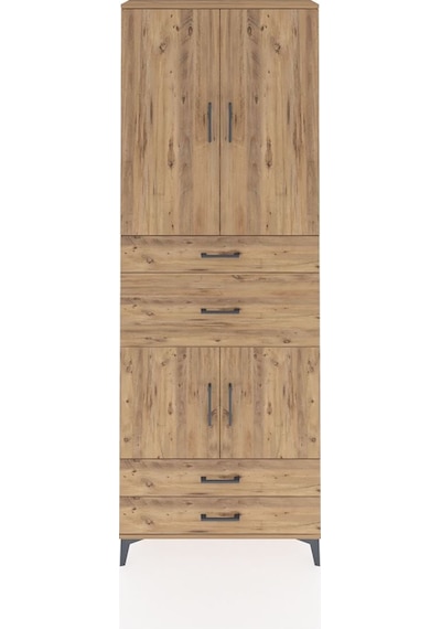 Arges Dolap 4 Raflı 4 Çekmeceli 4 Kapaklı 88x30x243 Çam-çam Atlas Çam