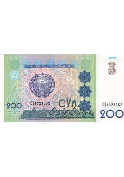 Özbekistan 200 Som 1997 Eski Yabancı Kağıt Para