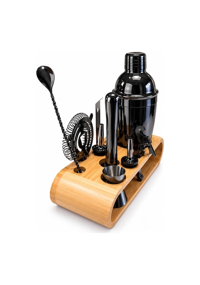 10 Parça Bambu Standlı Kokteyl Shaker Seti 700 Ml