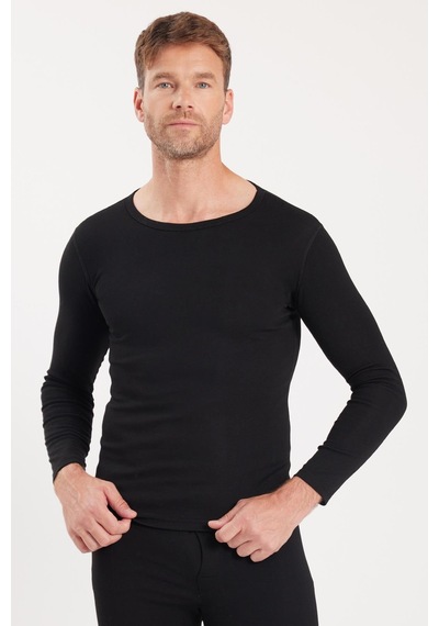 Tudors Erkek Slim Fit Dar Kesim Bisiklet Yaka Siyah Termal Alt Üst Takım-41730 SiYAH