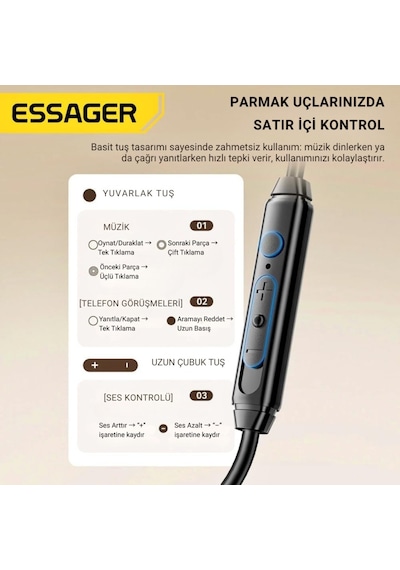 Essager Pro Seri Gaming Hifi Kulaklık Mikrofonlu, Yüksek Ses Kalitesi, Kristal Ses Sistemli Kulaklık Oyun Kulaklığı Mikrofonlu