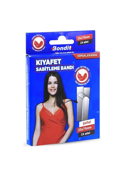 Bondit Dekolte Takı Kıyafet Elbise Kaydırmaz Sabitleme Bandı 24adet