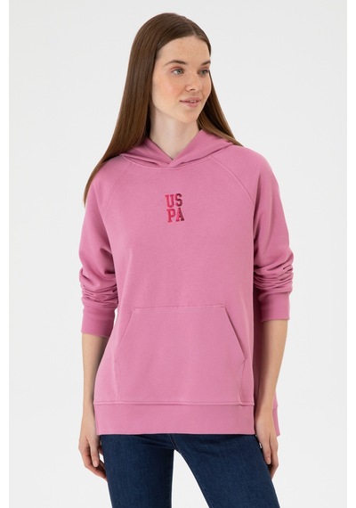 U.S. Polo Assn. Kadın Koyu Pembe Yırtmaçlı Kapüşonlu Sweatshırt 50313611-VR167