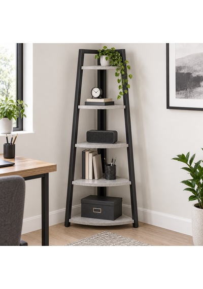Evkolleksiyon 4 Raflı Metal Köşe Raf 170x80 Cm 40x20 Profil Gri