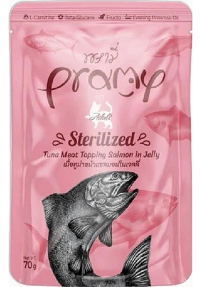 Pramy Jöle İçinde Somonlu Ton Balıklı Yetişkin Kedi Maması 70 G