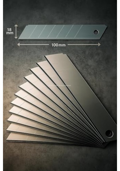 Tr Yedeği 18 Mm X 0 5 Mm Karbon Çelik Ultra Keskin Dayanıklı Uç 7 Kırımlı Endüstriyel Kesici Bıçak Yedek Par