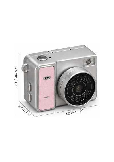 Mimtec Blm-109 Retro Mini Dijital Kamera 1080p Hd Katlanabilir Ekran Flaşlı Selfie Vlog Video Kamerası Pembe