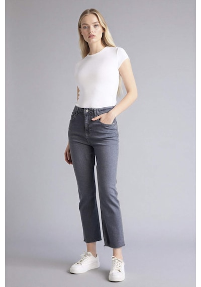 Defacto Crop Flare Fıt Yüksek Bel Jean Pantolon G2217ax26spnm55 Gri-nm55