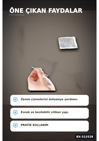 Kaydırmaz Silikon Masa Koltuk Koruyucu Ped 4 Adet Mobilya Beyaz Eşya İçin Bx-313528 Şeffaf