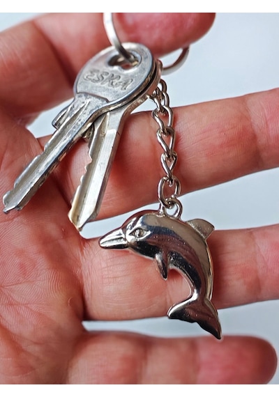 Moncuk Design Gümüş Renkli Yunus Balığı Metal Anahtarlık